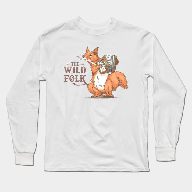 The Wild Folk - Squirrel on Accordion Long Sleeve T-Shirt by shiro